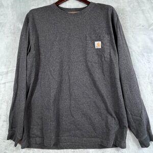 Carhartt Mens XL Long Sleeve Graphic Pocket Tee Charcoal Gray Rugged Outdoor